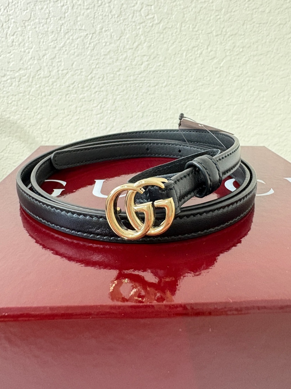 Gucci leather GG belt thin 95cm - Picture 2 of 4